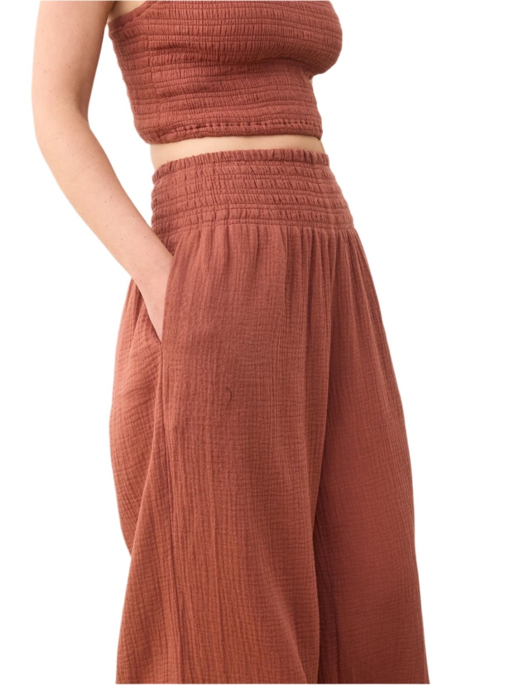 Marine Layer Womens Cotton Gauze Palazzo Wide Leg Pants Sophia Large - Picture 4 of 13